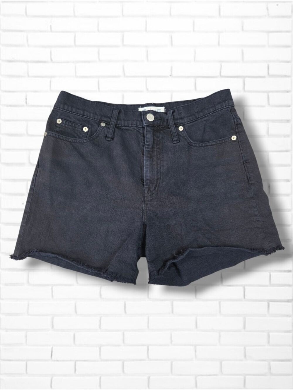 Madewell Black Cotton High Rise Raw Hem Denim Shorts Size 28/6